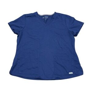 Greys Anatomy‎ Barco Womens Scrub Top Blue Size XL V-Neck Pockets Medical